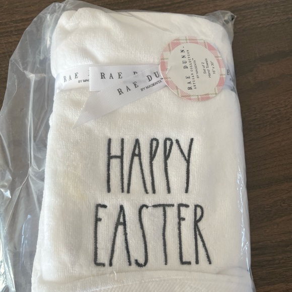 Rae Dunn Bath Nwt Rae Dunn Hand Towels Happy Easter White Poshmark